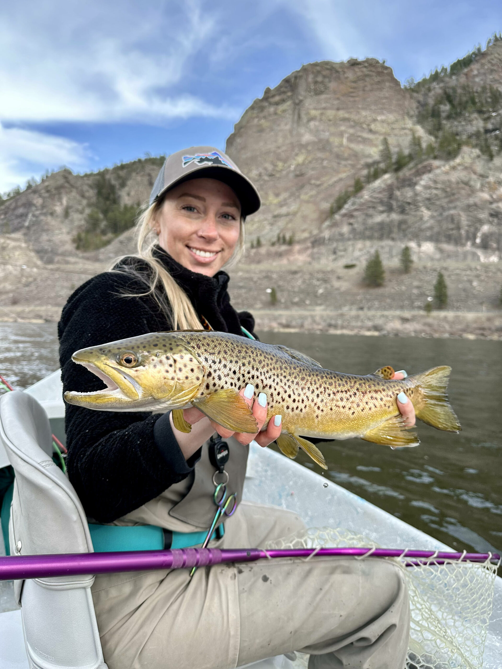 Guided Missouri River Float Trips - Woman with large brown trout