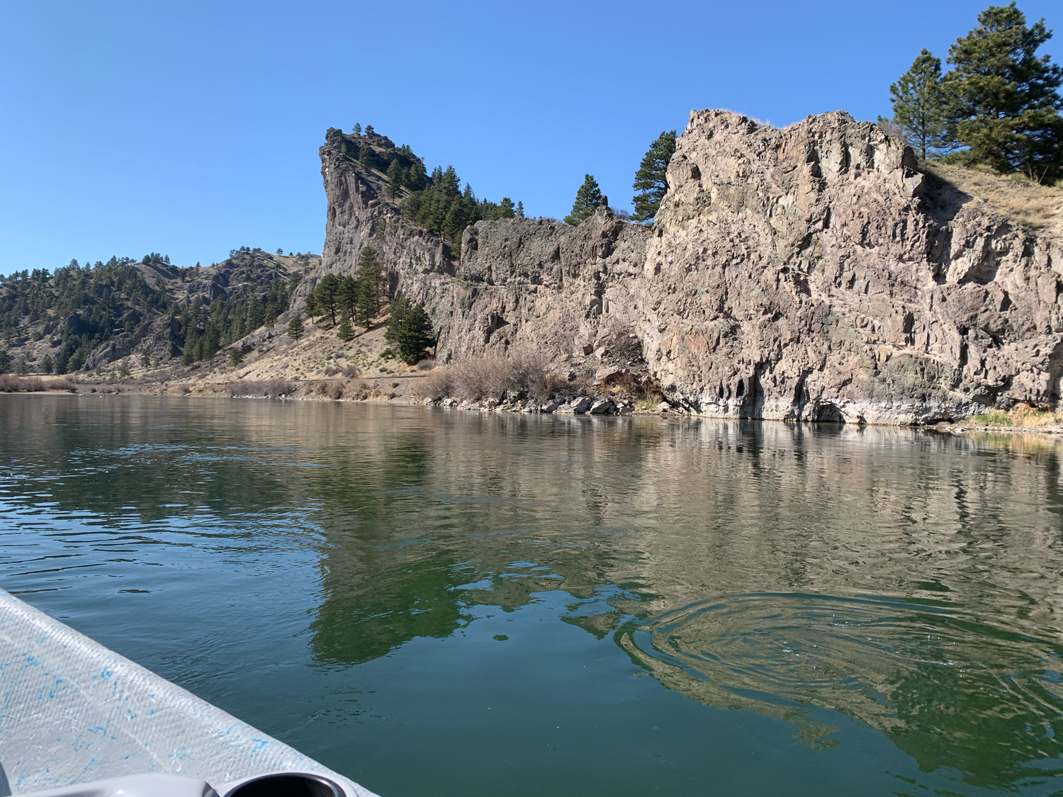 river and cliff walls